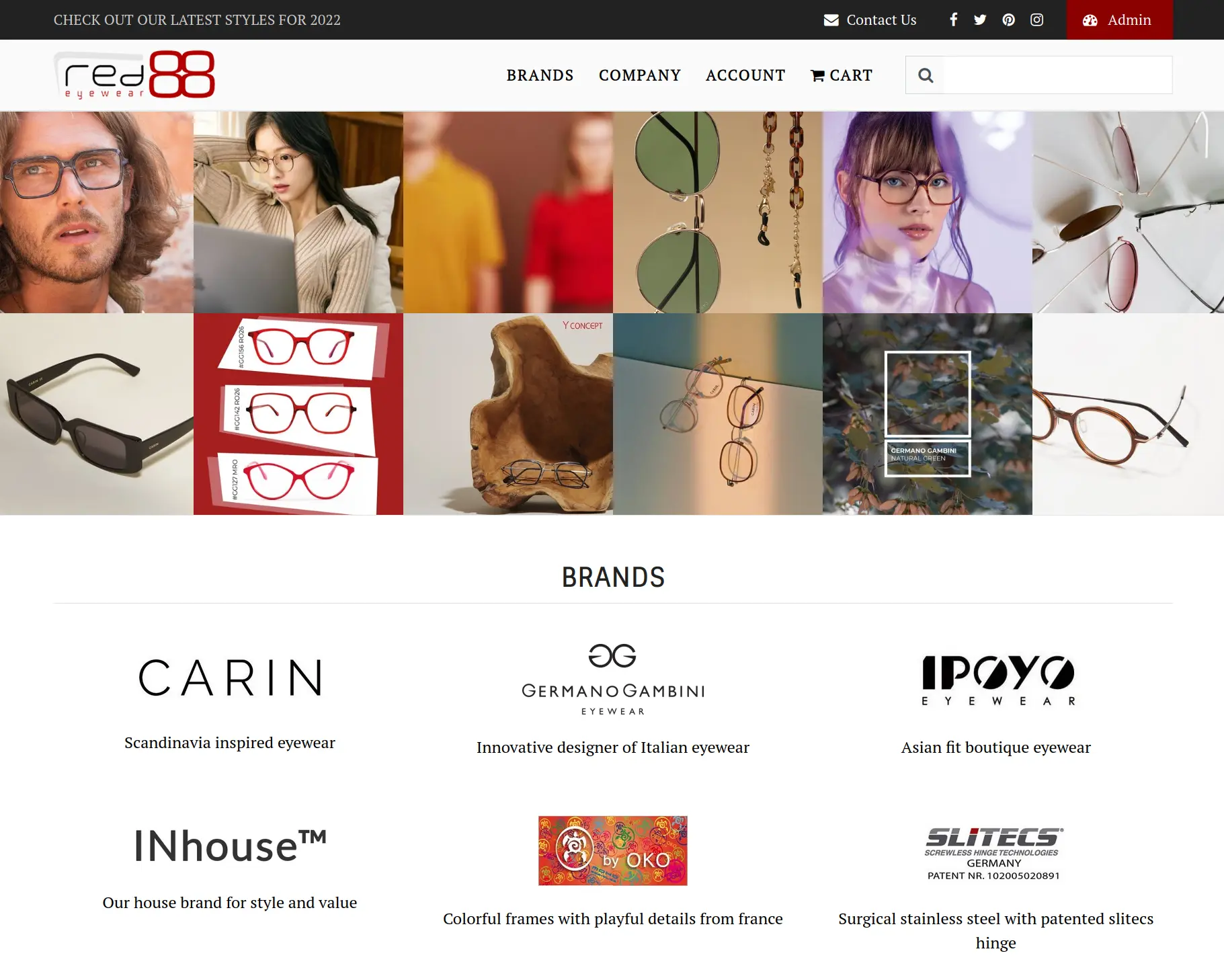 Red88 Eyewear home screen